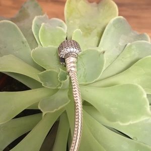 Pandora charm bracelet with CZ Clasp